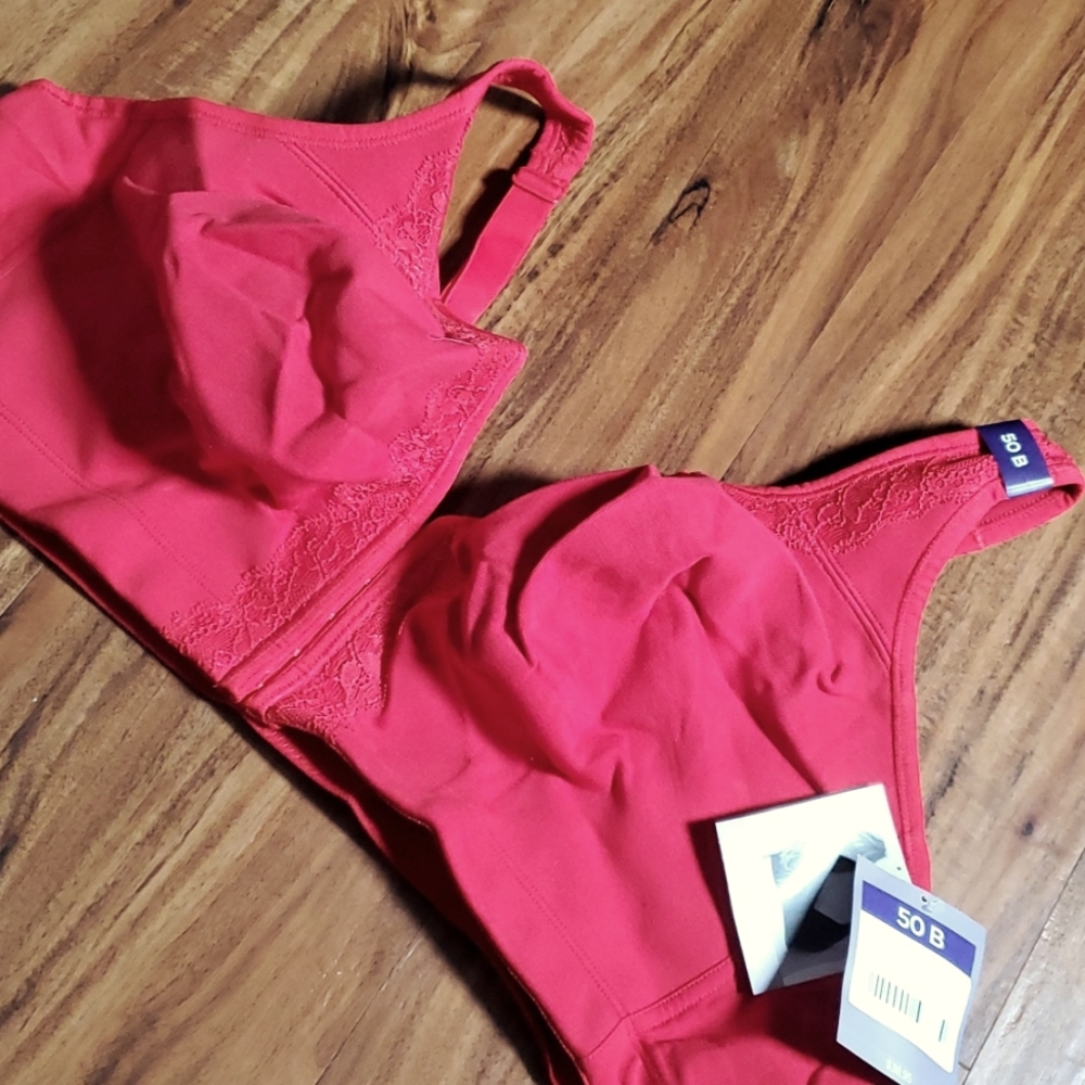 Catherines Red 50B no-wire cotton front-close bra